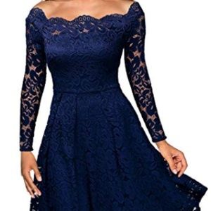 *NEW* Floral Lace Boat Neck Cocktail Swing Dress